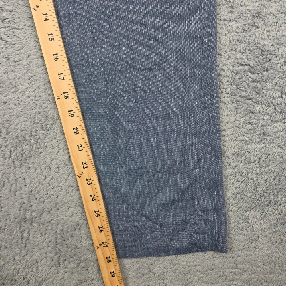 Banana Republic Linen Blend Pants Mens 33x30 Blue Slim Fit Slub Flat Front Chino
